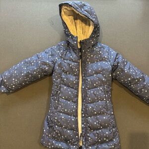 Lands end Blue Star Patterned Hooded Puffer Coat